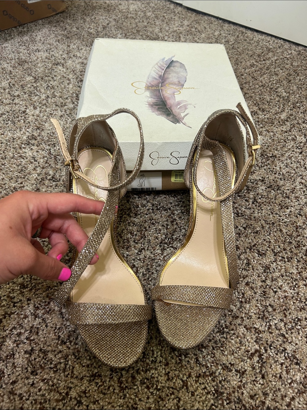 Jessica Simpson Glittery Gold Heels